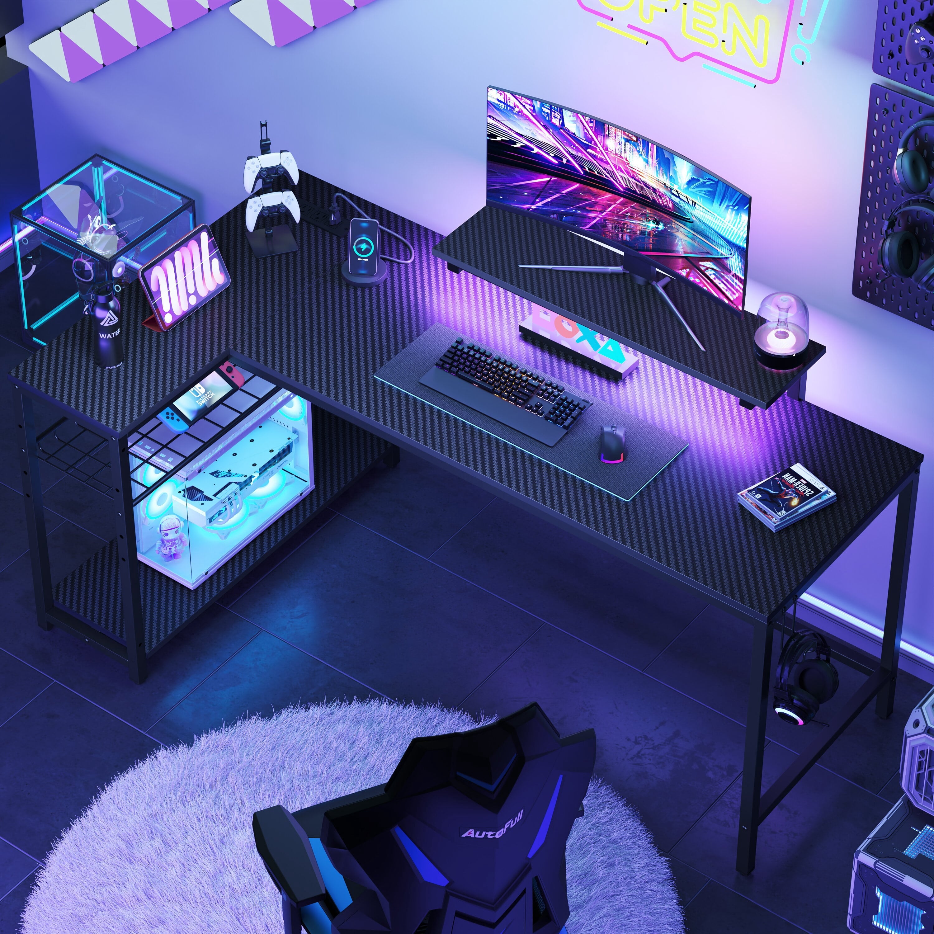 Level up your gaming setup! 🎮✨ Check out this sleek 58" L-Shaped Gaming Desk with LED lights, power outlet, and monitor stand! Perfect for your corner space! 🖥️💡 #GamingDesk #HomeOffice #GamerGoals