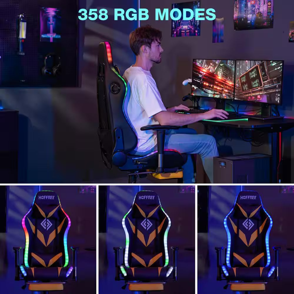 Level up your gaming experience with this sleek Yellow Faux Leather Massage LED Reclining Chair! 🎮✨ Enjoy Bluetooth speakers and adjustable armrests for ultimate comfort! 🛋️🔊 #GamingChair #Ergonomic #GamerLife