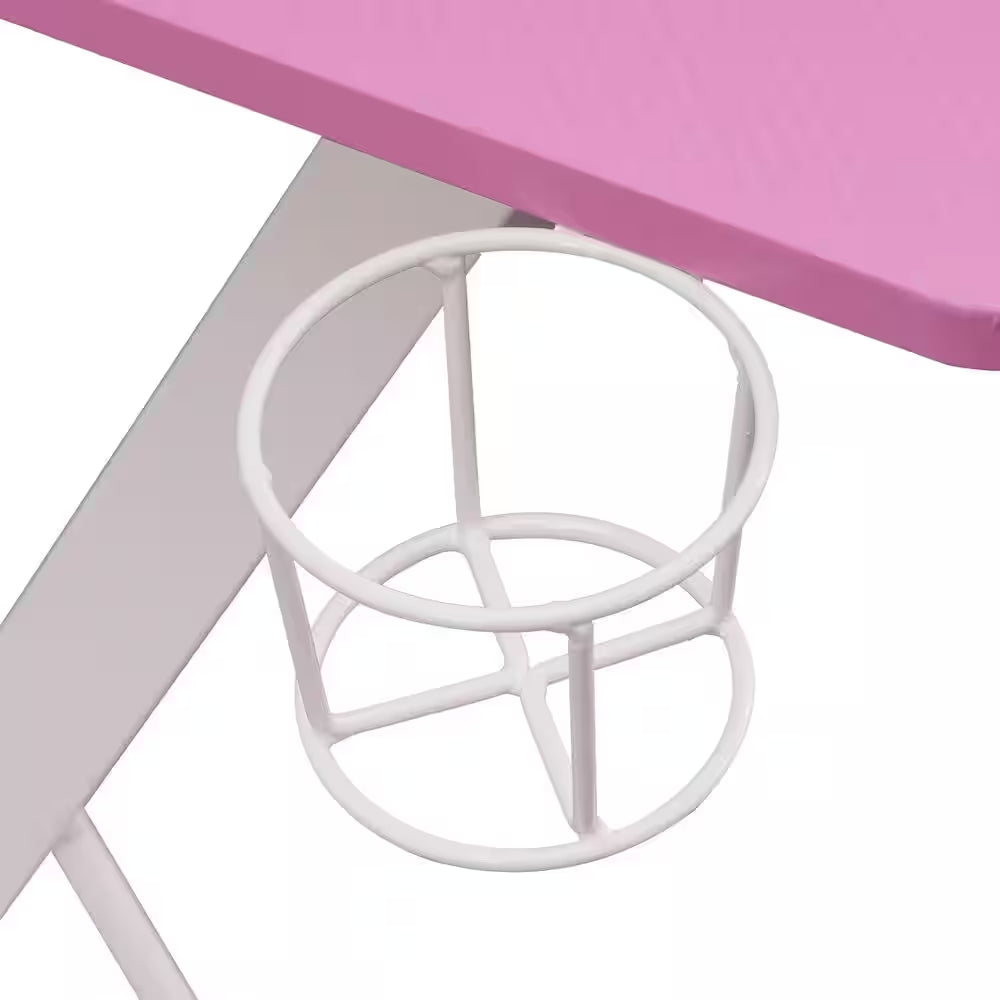 47.25" TS-200 Carbon Computer Gaming Desk with Shelving, Pink