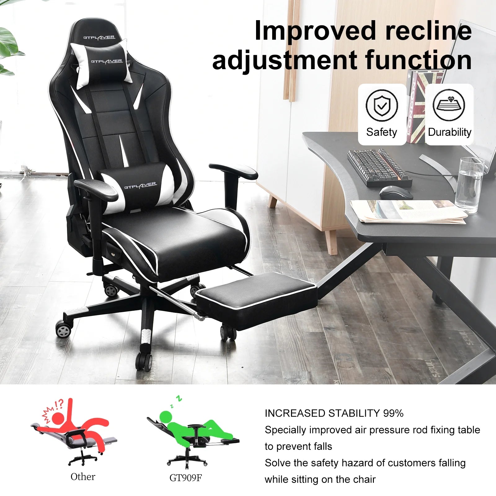 Transform your gaming setup with the ultimate GTRACING Music Gaming Chair! 🎮✨ Enjoy ergonomic comfort, a cozy footrest, and stylish white PU leather for those epic gaming marathons! 🪑🎶 #GamingChair #ErgonomicDesign #GTRACING