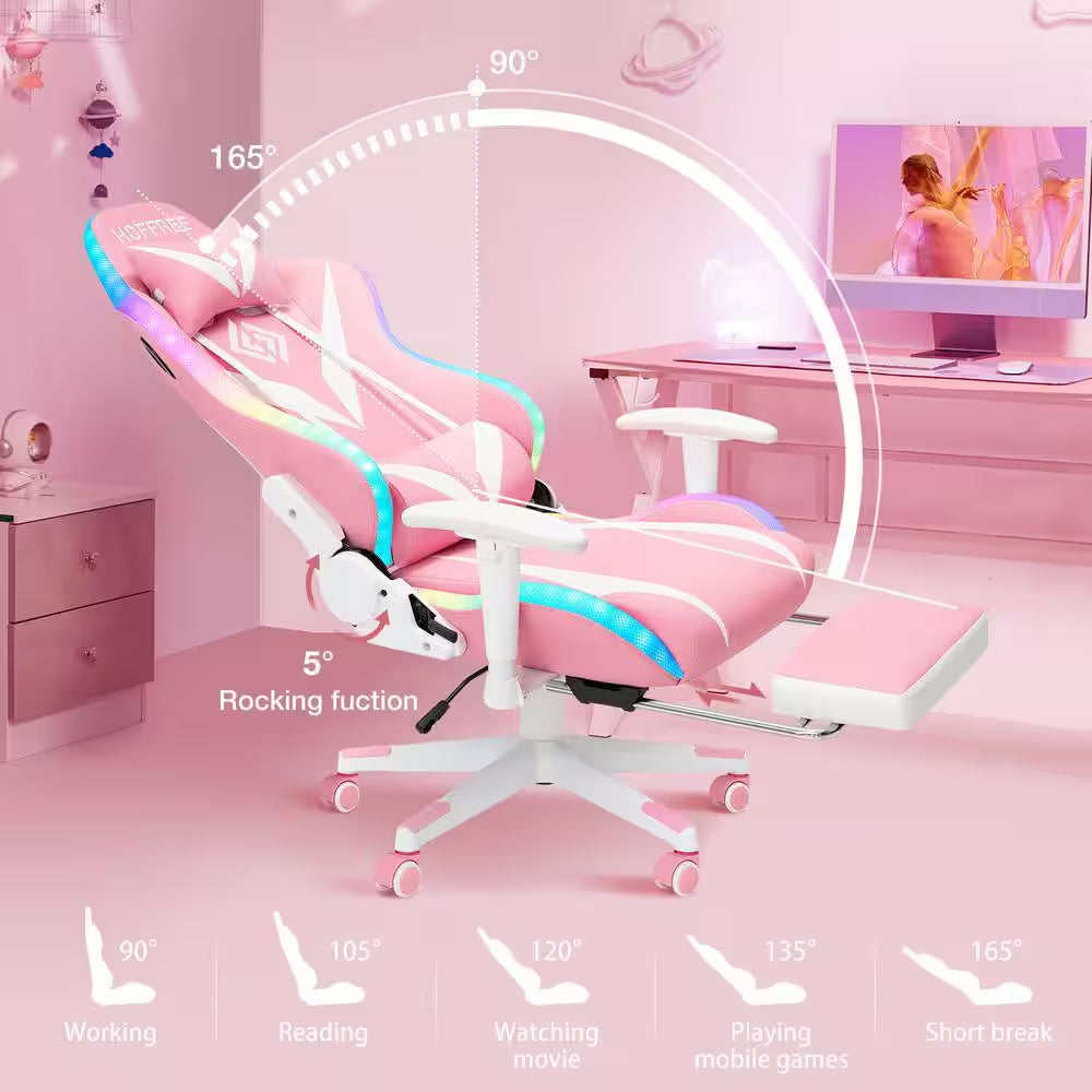 Level up your gaming experience with our stylish Pink Faux Leather Massage Chair! 🎮✨ Featuring LED lights, Bluetooth speakers, and adjustable armrests for ultimate comfort! 💖🛋️ #GamingChair #Ergonomic #PinkVibes