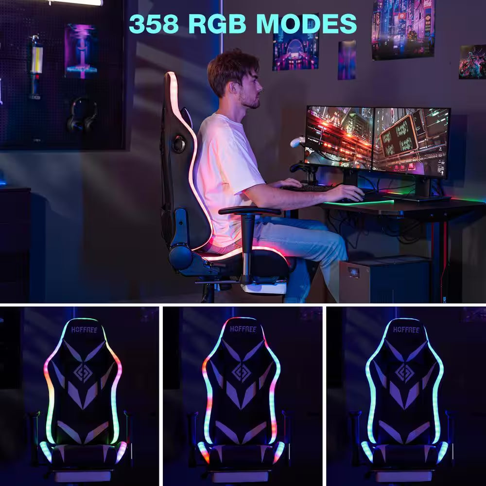Level up your gaming experience with our sleek White Faux Leather LED Reclining Chair featuring Bluetooth Speakers and adjustable armrests! 🎮✨ #GamingChair #ErgonomicDesign #BluetoothSpeakers
